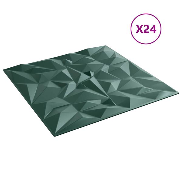 vidaXL Fali panelek 24 pcs Ametiszt Z&ouml;ld 50 x 50 cm XPS Hab