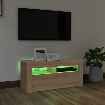 vidaXL sonoma-tölgy színű TV-szekrény LED-világítással 90 x 35 x 40 cm