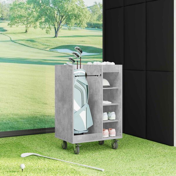 vidaXL Golf Szekr&eacute;ny ker&eacute;kkel Egysz&iacute;nű Beton Sz&uuml;rke 65 x 45 x 98 cm