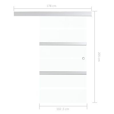 vidaXL ezüst ESG üveg tolóajtó puha ütközőkkel 102,5x205 cm