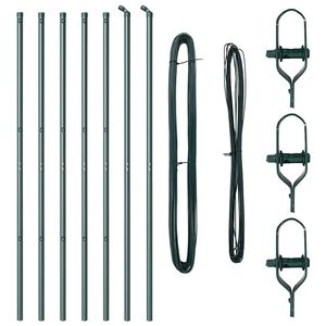 vidaXL Kerítoszlopok 7 pcs Zöld Ø32mm 210 cm Horganyzott acél