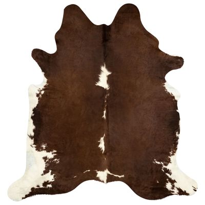 vidaXL barna és fehér valódi marhabőr szőnyeg 180 x 220 cm