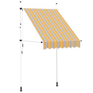 vidaXL manu&aacute;lis, feltekerhető napellenző k&eacute;k-s&aacute;rga cs&iacute;kokkal 150 cm