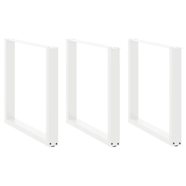 vidaXL 3 db U alakú étkezőasztal láb fehér 80 x (72-73) cm acél étkezőasztal láb