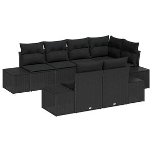 vidaXL Kerti Kanap&eacute; Szett t&aacute;rol&oacute;val 7 pcs Fekete polirattan
