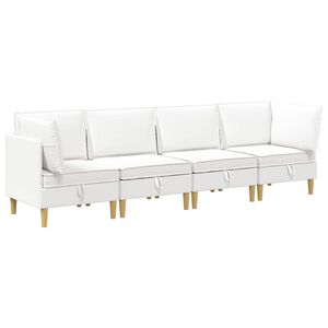 vidaXL Modul&aacute;ris kanap&eacute; szett t&aacute;rol&oacute;val 4 pcs Feh&eacute;r Sz&ouml;vet