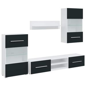 vidaXL 5 darabos TV szekr&eacute;ny LED vil&aacute;g&iacute;t&aacute;ssal matt indig&oacute; sz&iacute;nű, műfa