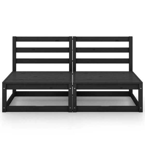 vidaXL kétszemélyes fekete tömör fenyőfa kerti kanapé