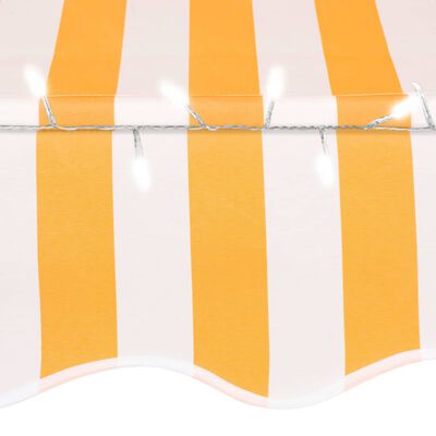 vidaXL fehér-narancssárga kézzel kihúzható LED-es napellenző 300 cm