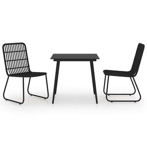 vidaXL 3 r&eacute;szes polyrattan &eacute;s &uuml;veg k&uuml;lt&eacute;ri &eacute;tkezőgarnit&uacute;ra