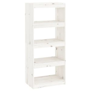 vidaXL feh&eacute;r t&ouml;m&ouml;r fenyőfa k&ouml;nyvszekr&eacute;ny/t&eacute;relv&aacute;laszt&oacute; 60x30x135,5 cm
