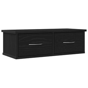 vidaXL Fali Szekr&eacute;ny fi&oacute;kkal Fekete t&ouml;lgy 60 x 26 x 18,5 cm Faanyag