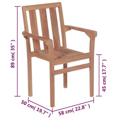 vidaXL 8 db rakásolható tömör tíkfa kerti szék