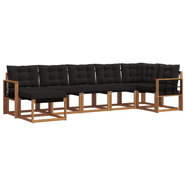 vidaXL K&uuml;lt&eacute;ri kanap&eacute; szett p&aacute;rn&aacute;val 7 pcs Term&eacute;szetes &eacute;s fekete