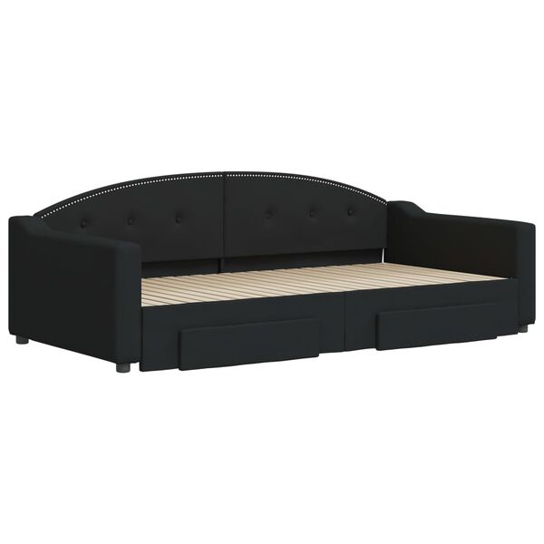 vidaXL fekete kih&uacute;zhat&oacute; sz&ouml;vet heverő fi&oacute;kokkal 100 x 200 cm