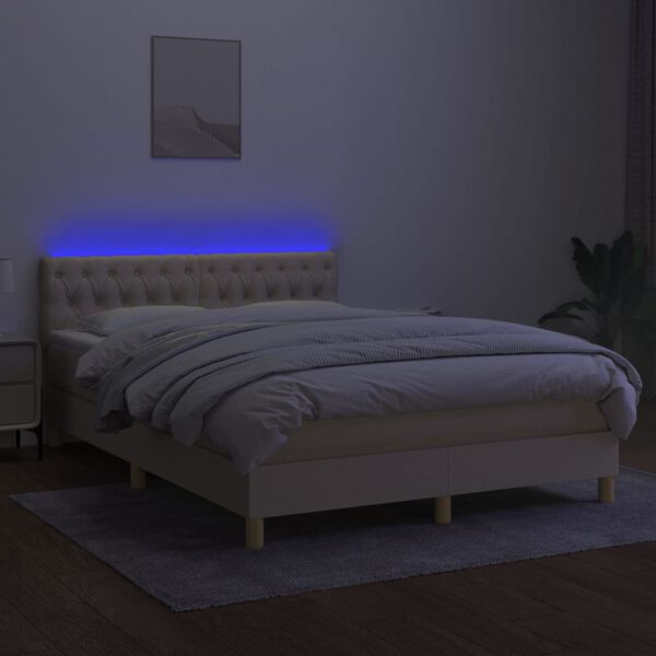 vidaXL kr&eacute;msz&iacute;nű sz&ouml;vet rug&oacute;s &eacute;s LED-es &aacute;gy matraccal 140x190cm