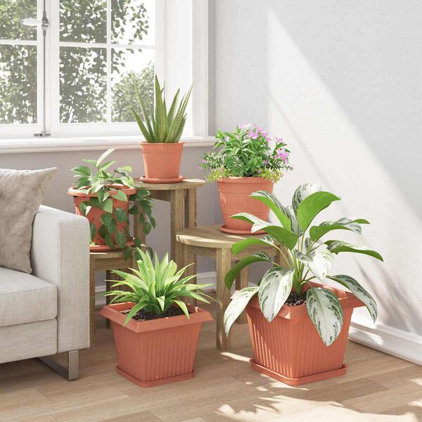 vidaXL N&eacute;gyzet Vir&aacute;gcser&eacute;p 6 pcs T&eacute;gla V&ouml;r&ouml;s 28,5 x 28,5 x 22 cm