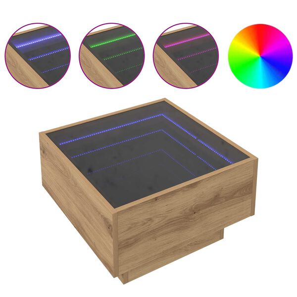 vidaXL Doh&aacute;nyz&oacute;asztal k&eacute;zműves t&ouml;lgy 50 x 50 x 30 cm Faanyag
