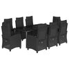 vidaXL 9 r&eacute;szes fekete polyrattan kerti &eacute;tkezőgarnit&uacute;ra p&aacute;rn&aacute;kkal