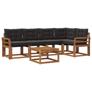 vidaXL K&uuml;lt&eacute;ri kanap&eacute; szett p&aacute;rn&aacute;val 6 pcs Term&eacute;szetes &eacute;s fekete