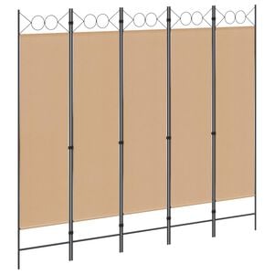 vidaXL 5-paneles szoba elv&aacute;laszt&oacute; B&eacute;zs 200 x 180 cm Sz&ouml;vet