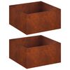 vidaXL Kerti cser&eacute;p 2 db Rozsd&aacute;s 100 x 100 x 40 cm Időj&aacute;r&aacute;s&aacute;ll&oacute; Ac&eacute;l