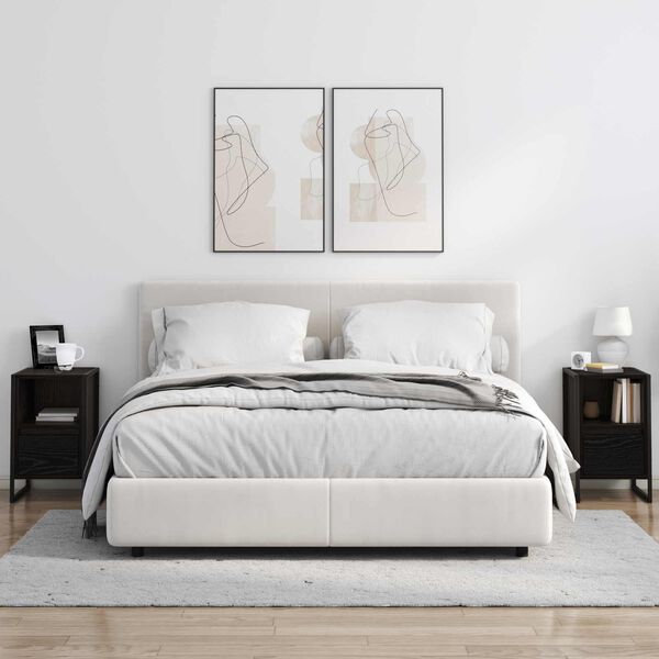 vidaXL &Eacute;jjeli asztal fi&oacute;kkal Fekete t&ouml;lgy 39,5 x 30 x 50 cm Faanyag