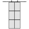 vidaXL fekete edzett &uuml;veg tol&oacute;ajt&oacute; f&eacute;mszerel&eacute;k szettel 90x205 cm
