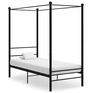 vidaXL fekete f&eacute;m baldachinos &aacute;gykeret 90 x 200 cm