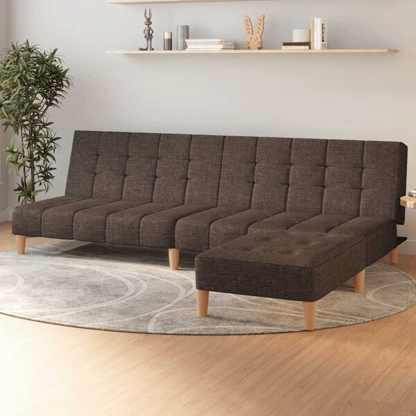 vidaXL kétszemélyes tópszínű szövet kanapéágy lábtartóval