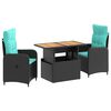 vidaXL K&uuml;lt&eacute;ri &eacute;tkező szett 3 db Black and Turquoise 100 x 55 x 73 cm