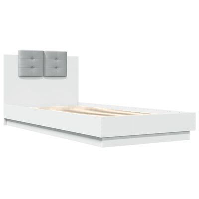 vidaXL fehér szerelt fa ágykeret fejtámlával 90 x 200 cm