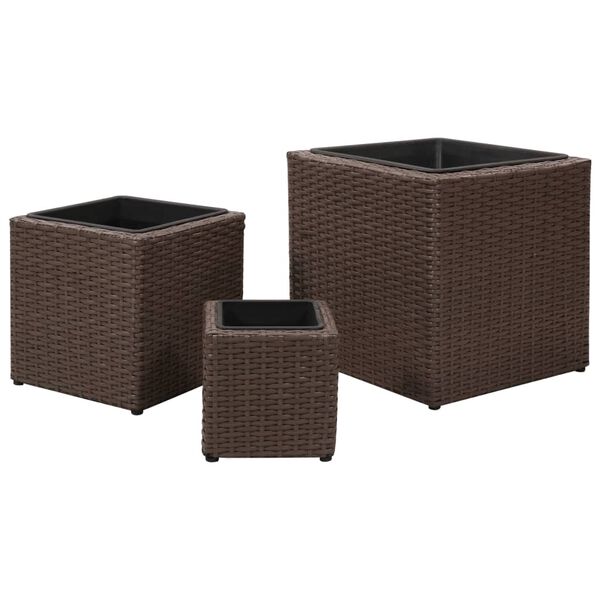 vidaXL 3 db barna polyrattan kerti magaságyás