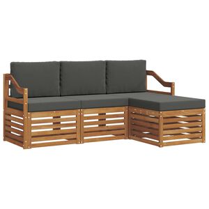 vidaXL K&uuml;lt&eacute;ri kanap&eacute; szett p&aacute;rn&aacute;val 4 pcs Term&eacute;szetes &eacute;s antracit