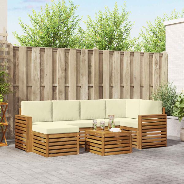 vidaXL Szegment&aacute;lt kanap&eacute; szett 7 pcs Term&eacute;szetes &eacute;s kr&eacute;msz&iacute;nű