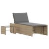 vidaXL 2 db bézs polyrattan napozóágy asztallal