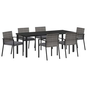 vidaXL Kert &eacute;tkező szett 6 pcs Sz&uuml;rke Porsz&oacute;rt ac&eacute;l