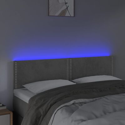 vidaXL világosszürke bársony LED-es fejtámla 144x5x78/88 cm