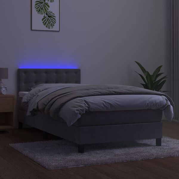 vidaXL vil&aacute;gossz&uuml;rke b&aacute;rsony rug&oacute;s &eacute;s LED-es &aacute;gy matraccal 90x190 cm