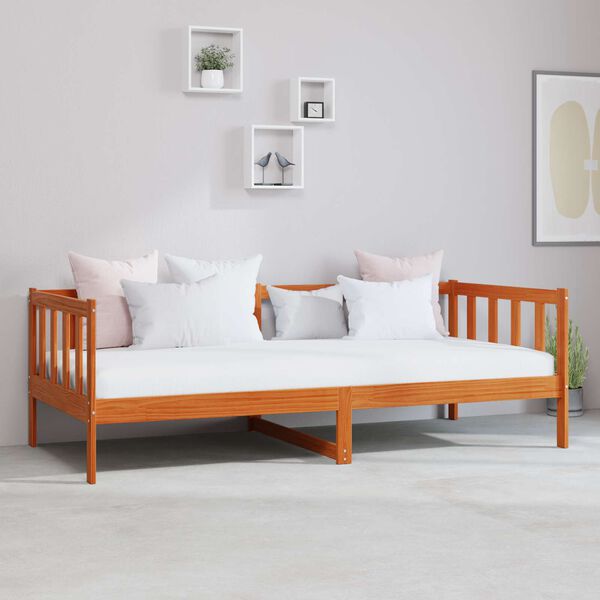 vidaXL Nappali &aacute;gy matracmal Viaszbarna &eacute;s feh&eacute;r 90 x 200 cm