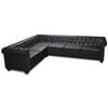 vidaXL 6 szem&eacute;lyes fekete műbőr Chesterfield sarok kanap&eacute;