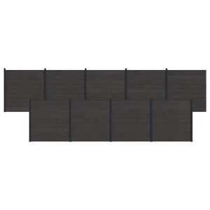 vidaXL Ker&iacute;t&eacute;s K&eacute;szlet 9 db 1564 x 186 cm WPC &eacute;s Alum&iacute;nium Fekete