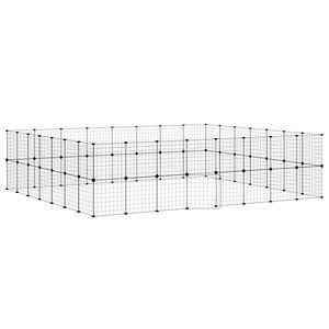 vidaXL 60 paneles fekete ac&eacute;l kis&aacute;llatketrec ajt&oacute;val 35 x 35 cm
