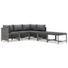vidaXL 6 r&eacute;szes sz&uuml;rke polyrattan kerti &uuml;lőgarnit&uacute;ra p&aacute;rn&aacute;kkal