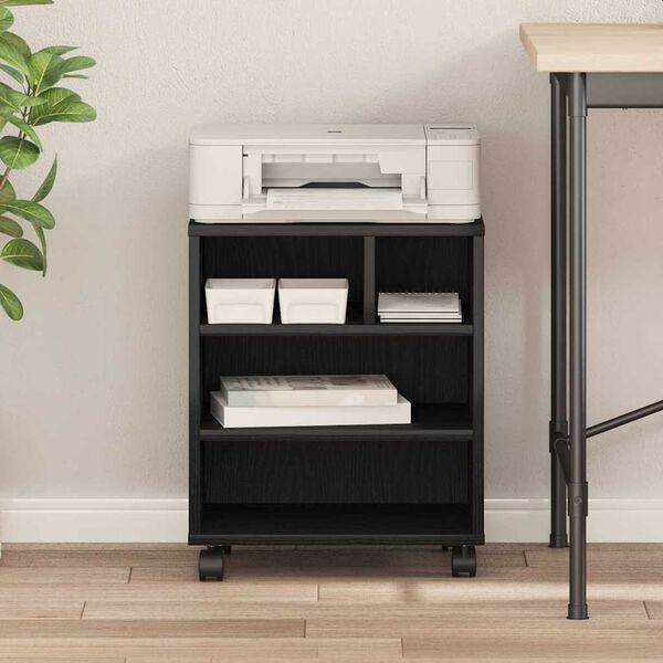 vidaXL Nyomtat&oacute;&aacute;llv&aacute;ny t&aacute;rol&oacute;val Fekete t&ouml;lgy 41 x 32 x 48 cm Faanyag