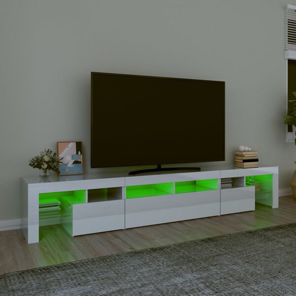 vidaXL magasf&eacute;nyű feh&eacute;r TV-szekr&eacute;ny LED l&aacute;mp&aacute;kkal 230x36,5x40 cm
