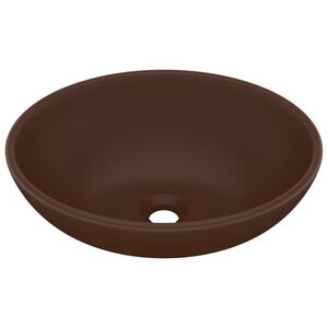 vidaXL ov&aacute;lis matt s&ouml;t&eacute;tbarna ker&aacute;mia luxus mosd&oacute;kagyl&oacute; 40 x 33 cm