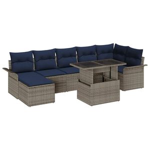 vidaXL Kerti Kanap&eacute; Szett p&aacute;rn&aacute;val t&aacute;rol&oacute;val 8 pcs Sz&uuml;rke Poly Rattan