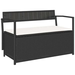 vidaXL fekete polyrattan kerti t&aacute;rol&oacute; pad p&aacute;rn&aacute;val