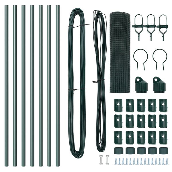 vidaXL Ker&iacute;t&eacute;soszlop Z&ouml;ld 10 x 0,4 m (25 x 25 mm h&aacute;l&oacute;) Ac&eacute;l &eacute;s PVC